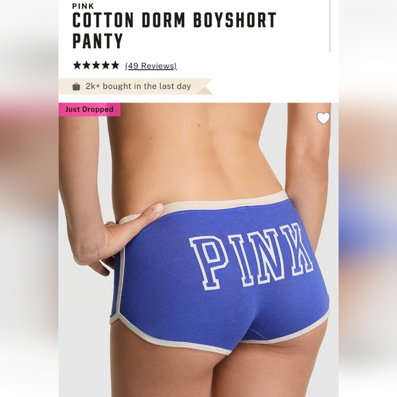 PINK Victoria's Secret Cotton Dorm Boyshort Panty Shorts SMALL BLUE - Picture 2 of 10